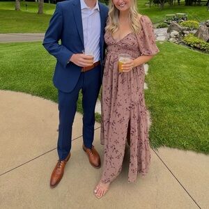 Storia Floral Brown/Mauve Maxi Dress